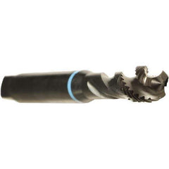 Emuge - M8x0.75 Metric Fine 3 Flute 6H Modified Bottoming Spiral Flute Tap - Cobalt, Oxide Finish, 80mm OAL, Right Hand Flute, Right Hand Thread, Series Enorm - USA Tool & Supply