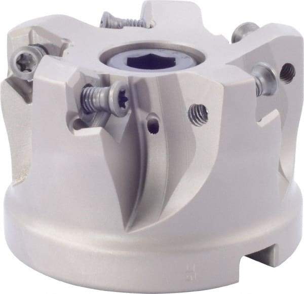 Iscar - 5 Inserts, 1.87" Cutter Diam, 0.08" Max Depth of Cut, Indexable High-Feed Face Mill - 1" Arbor Hole Diam, 1-3/4" High, FF FWX-08 Toolholder, H600 WXCU 08 Inserts, Series FF FWX - USA Tool & Supply