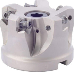 Iscar - 5 Inserts, 1.87" Cutter Diam, 0.08" Max Depth of Cut, Indexable High-Feed Face Mill - 1" Arbor Hole Diam, 1-3/4" High, FF FWX-08 Toolholder, H600 WXCU 08 Inserts, Series FF FWX - USA Tool & Supply