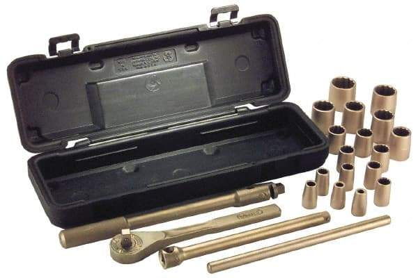 Ampco - 26 Piece 1/2" Drive Socket Set - 6 Points, 10mm to 32mm Range, Metric Measurement Standard - USA Tool & Supply