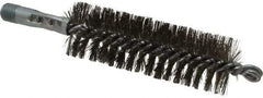 Schaefer Brush - 4-1/2" Brush Length, 1-1/2" Diam, Double Stem, Double Spiral Tube Brush - 7-1/4" Long, Stainless Steel, 1/4" NPSM Male Connection - USA Tool & Supply