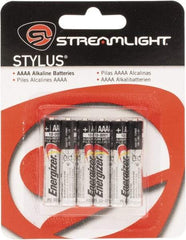 Streamlight - Size AAAA, Alkaline, 6 Pack, Standard Battery - 1.5 Volts, Button Tab Terminal - USA Tool & Supply