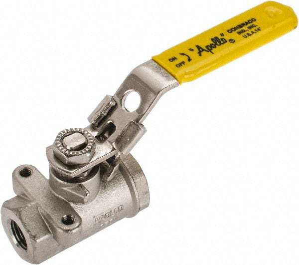 Apollo - 1/4" Pipe, Standard Port, Stainless Steel Standard Ball Valve - 2 Piece, NPT Ends, Locking Lever Handle, 600 WOG, 150 WSP - USA Tool & Supply