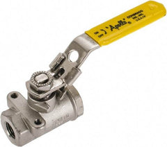 Apollo - 1/4" Pipe, Standard Port, Stainless Steel Standard Ball Valve - 2 Piece, NPT Ends, Locking Lever Handle, 600 WOG, 150 WSP - USA Tool & Supply