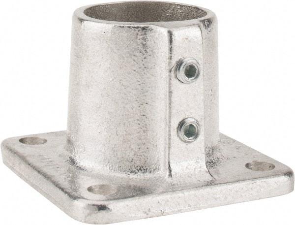 Hollaender - 1-1/2" Pipe, Base Flange, Aluminum Alloy Flange Pipe Rail Fitting - Bright Finish - USA Tool & Supply