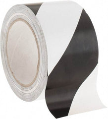 NMC - Black & White Striped Vinyl Tape - 3" Wide x 108' Long x 0.002" Thick, General Traffic - USA Tool & Supply