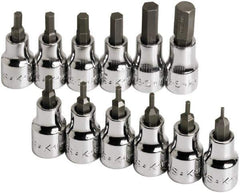 SK - 12 Piece 3/8" Drive Inch Hex Bit Socket Set - 1/16 to 3/8" Hex - USA Tool & Supply