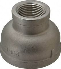 Merit Brass - 2 x 1" Grade 304 Stainless Steel Pipe Reducer Coupling - FNPT x FNPT End Connections, 150 psi - USA Tool & Supply