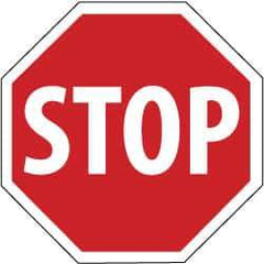 NMC - "Stop", 30" Wide x 30" High, Aluminum Stop & Yield Signs - 0.063" Thick, White on Red, Octagon, Post Mount - USA Tool & Supply