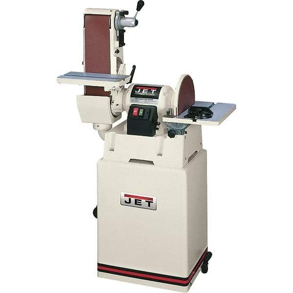 Jet - 48 Inch Long x 6 Inch Wide Belt, 12 Inch Diameter, Horizontal and Vertical Combination Sanding Machine - 2,500 Ft./min Belt Speed, 1-1/2 HP, Single Phase - USA Tool & Supply