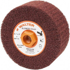 WALTER Surface Technologies - 4-1/2" Diam Aluminum Oxide Unmounted Flap Wheel - 5/8" Hole, 5/8-11 Thread, 2" Wide, Nonwoven, Medium Grade, 3,800 Max RPM - USA Tool & Supply