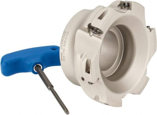 Iscar - 6 Inserts, 4" Cut Diam, 1-1/2" Arbor Diam, 0.56" Max Depth of Cut, Indexable Square-Shoulder Face Mill - 0/90° Lead Angle, 2" High, AD..1505.. & HM90 AD..1505.. Insert Compatibility, Series HM90 - USA Tool & Supply