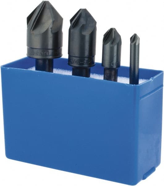 M.A. Ford - 4 Piece, 1/4 to 1" Head Diam, 82° Included Angle, Single End Countersink Set - USA Tool & Supply