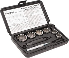 Hougen - 9 Piece, 7/8 to 1-1/2" Cutter Diam, 1/2" Cutting Depth, High Speed Steel Annular Cutter Set - Bright Finish, 1/2" Shank Diam, 7/8, 1, 1-1/8, 1-1/4, 1-3/8, 1-1/2" Cutter Diams - USA Tool & Supply