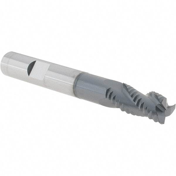 Iscar - 3/8" Diam, Fine Pitch, 3/4" LOC, 3 Flute Solid Carbide 45° Corner Chamfer Roughing End Mill - TiAlN Finish, 3" OAL, 3/8" Shank Diam, Single End, Extended Reach, 38° Helix - USA Tool & Supply