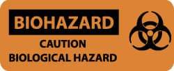 NMC - "Biohazard - Caution - Biological Hazard", 7" Long x 17" Wide, Rigid Plastic Safety Sign - Rectangle, 0.05" Thick, Use for Hazardous Materials - USA Tool & Supply