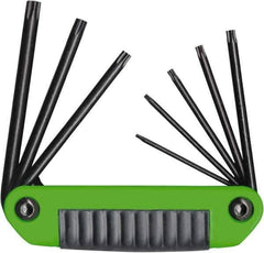 Eklind - 8 Piece T8 to T40 Steel Fold-Up Torx Key Set - T8, T10, T15, T20, T25, T27, T30, T40 Torx Size - USA Tool & Supply