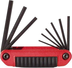 Eklind - 9 Piece Fold-Up Hex Key Set - Hex Range 5/64 to 1/4", 4-1/2" OAL, Chrome Alloy Steel - USA Tool & Supply