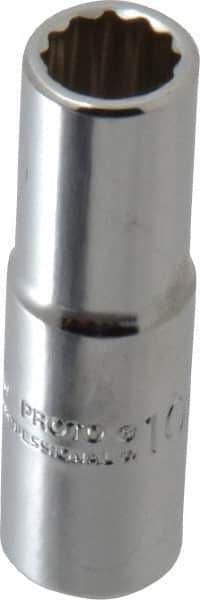 Proto - 3/8" Drive, Deep Hand Socket - 12 Points, 2-1/8" OAL, Chrome Finish - USA Tool & Supply