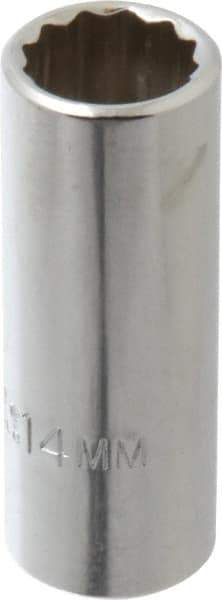 Proto - 3/8" Drive, Deep Hand Socket - 12 Points, 2-1/8" OAL, Chrome Finish - USA Tool & Supply