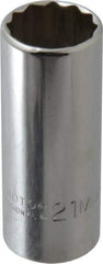 Proto - 3/8" Drive, Deep Hand Socket - 12 Points, 2-3/4" OAL, Chrome Vanadium, Chrome Finish - USA Tool & Supply