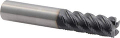 Niagara Cutter - 1/2" Diam, Fine Pitch, 1-1/4" LOC, 5 Flute Solid Carbide Corner Chamfer Roughing End Mill - TiAlN Finish, 3" OAL, 1/2" Shank Diam, Single End, Centercutting, 45° Helix - USA Tool & Supply