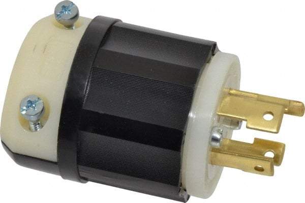 Leviton - 480 VAC, 30 Amp, L16-30P Configuration, Industrial Grade, Self Grounding Plug - 3 Phase, 3 Poles, 0.595 to 1.15 Inch Cord Diameter - USA Tool & Supply