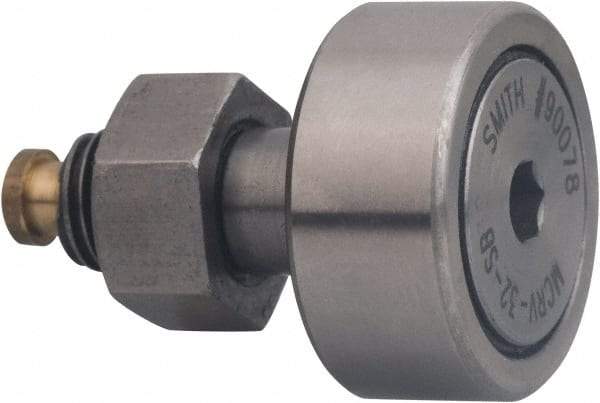 Accurate Bushing - 30mm Roller Diam x 14mm Width, 12mm Stud Diam x 25mm Length, Sealed Stud Cam Follower with Hex - Carbon Steel, 13mm Thread Length, M12 x 1.5 Thread, 40mm OAL, 12,200 N Dynamic Cap, 19,000 N Static Cap - USA Tool & Supply