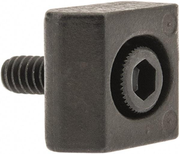 Mitee-Bite - 4-40 Screw Thread, 3/8" Wide x 0.075" High, Serrated Steel Standard Style Screw Mount Toe Clamp - 650 Lb Holding Force, 16" Lb Torque, 1.33 Lb Ft Torque, 0.26" Long Extension, 0.0075" Throw, 8 Clamps in Package - USA Tool & Supply