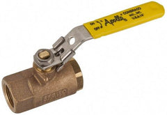 Apollo - 3/4" Pipe, Standard Port, Bronze Standard Ball Valve - 2 Piece, NPT Ends, Locking Lever Handle, 600 WOG, 150 WSP - USA Tool & Supply