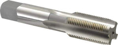 OSG - 1-1/8 - 12 UNF 3B 4 Flute Bright Finish High Speed Steel Straight Flute Standard Hand Tap - Plug, Right Hand Thread, 5-7/16" OAL, 2-9/16" Thread Length, H4 Limit, Oversize - USA Tool & Supply