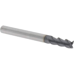 Iscar - 0.188", 1/2" LOC, 3/16" Shank Diam, 2" OAL, 3 Flute, Solid Carbide Square End Mill - Single End, TiAlN Finish, Spiral Flute, 45° Helix, Centercutting, Right Hand Cut, Right Hand Flute - USA Tool & Supply