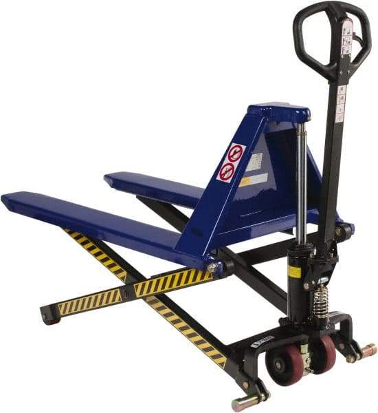 Value Collection - 3,000 Lb Capacity, 31-1/2" Lift Portable Tote Lifter - 3-1/2" Min Lift Height, 43" Fork Length x 27" Fork Width, 27" Overall Width - USA Tool & Supply