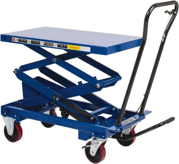 Value Collection - 800 Lb Capacity Hydraulic Scissor Elevating Cart - 15-1/2" to 50-3/4" Lift Height, 35-1/2" Platform Length x 20" Platform Width - USA Tool & Supply