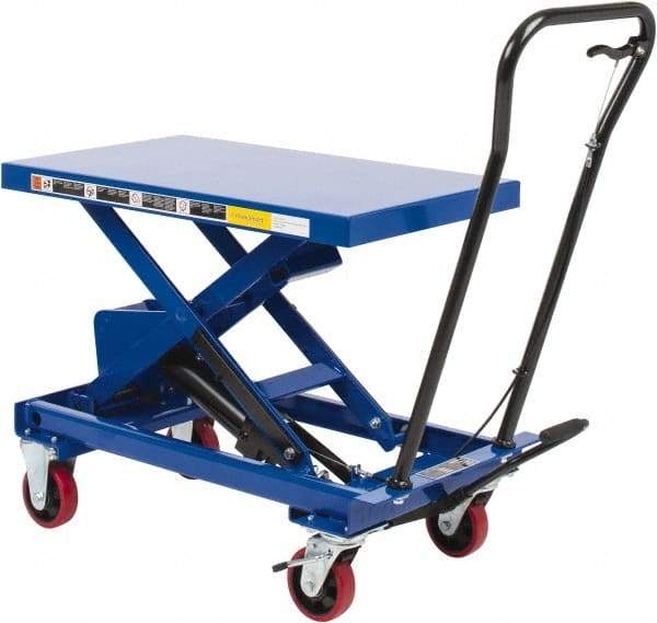 Value Collection - 1,100 Lb Capacity Hydraulic Scissor Elevating Cart - 15-1/2" to 35" Lift Height, 32-1/2" Platform Length x 19-3/4" Platform Width - USA Tool & Supply