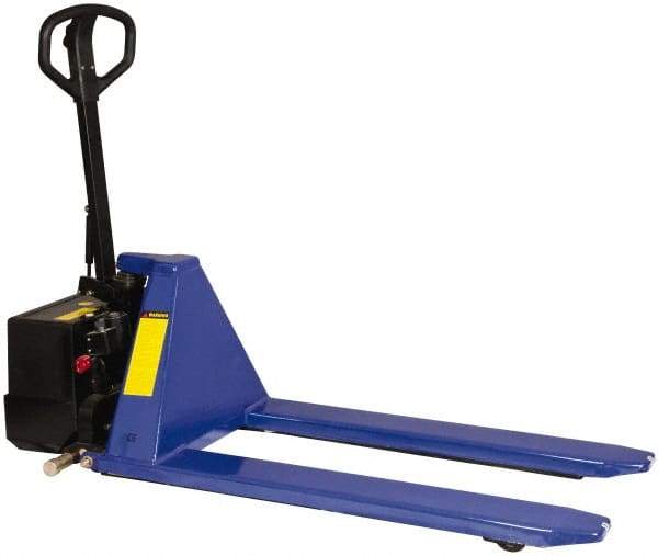Value Collection - 2,200 Lb Capacity, 31" Lift Height, Battery Operated Lift - 3-1/3" Lowered Height, 13" Load Center, 43-1/4" Fork Length, 26-3/4" Overall Width - USA Tool & Supply