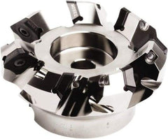 Seco - 216mm Cut Diam, 60mm Arbor Hole, 7.5mm Max Depth of Cut, 45° Indexable Chamfer & Angle Face Mill - 12 Inserts, SE.. 1505 Insert, Right Hand Cut, 12 Flutes, Series QuattroMill - USA Tool & Supply