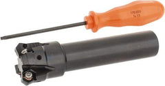 Kennametal - 45° Lead Angle, 39.93mm Max Cut Diam, 1-1/4" Min Cut Diam, 3.23mm Max Depth of Cut, Indexable Chamfer and Angle End Mill - 4 Inserts, HNGJ 0604ANENLD Insert Style, 132.08mm Overall Length, Through Coolant, Straight Shank - USA Tool & Supply