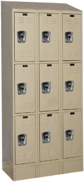 Hallowell - 9 Door, 3 Tier, Ready-Built Wardrobe & Box Lockers - USA Tool & Supply