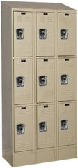 Hallowell - 9 Door, 3 Tier, Ready-Built Wardrobe & Box Lockers - USA Tool & Supply