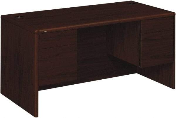 Hon - High Pressure Laminate Double Pedestal Desk - 60" Wide x 30" Deep x 29-1/2" High, Mahogany - USA Tool & Supply