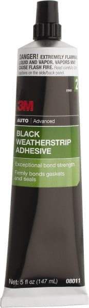 3M - 5 oz Tube Black Weatherstrip Adhesive - Series 08011, 24 hr Working Time, 24 hr Full Cure Time, Bonds to Rubber - USA Tool & Supply