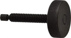 Gibraltar - 1/4-20 Knurled Shoulderless Swivel Pad Tip Steel Thumb Screw - 1-13/16" OAL, 1" Head Diam x 5/16" Head Height, Black Oxide Finish - USA Tool & Supply