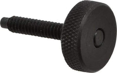 Gibraltar - #10-24 Knurled Shoulderless Dog Point Tip Grade 12L14 Steel Thumb Screw - 1-1/4" OAL, 3/4" Head Diam x 1/4" Head Height, Black Oxide Finish - USA Tool & Supply