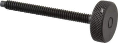 Gibraltar - #10-24 Knurled Shoulderless Dog Point Tip Grade 12L14 Steel Thumb Screw - 2-1/4" OAL, 3/4" Head Diam x 1/4" Head Height, Black Oxide Finish - USA Tool & Supply