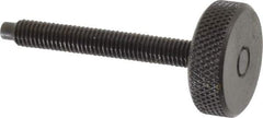 Gibraltar - #10-32 Knurled Shoulderless Dog Point Tip Grade 12L14 Steel Thumb Screw - 1-3/4" OAL, 3/4" Head Diam x 1/4" Head Height, Black Oxide Finish - USA Tool & Supply