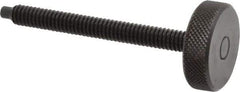Gibraltar - 1/4-20 Knurled Shoulderless Dog Point Tip Grade 12L14 Steel Thumb Screw - 2-13/16" OAL, 1" Head Diam x 5/16" Head Height, Black Oxide Finish - USA Tool & Supply