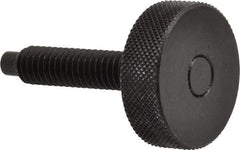 Gibraltar - 5/16-18 Knurled Shoulderless Dog Point Tip Grade 12L14 Steel Thumb Screw - 1-7/8" OAL, 1-1/8" Head Diam x 3/8" Head Height, Black Oxide Finish - USA Tool & Supply