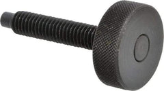 Gibraltar - 3/8-16 Knurled Shoulderless Dog Point Tip Grade 12L14 Steel Thumb Screw - 2-1/2" OAL, 1-1/4" Head Diam x 7/16" Head Height, Black Oxide Finish - USA Tool & Supply