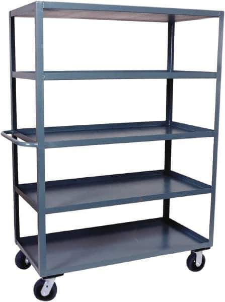 Jamco - 3,000 Lb Capacity, 5 Shelf, Steel Stock Truck - 48" Long x 30" Wide x 68" High, 6" Diam Phenolic Wheels - USA Tool & Supply
